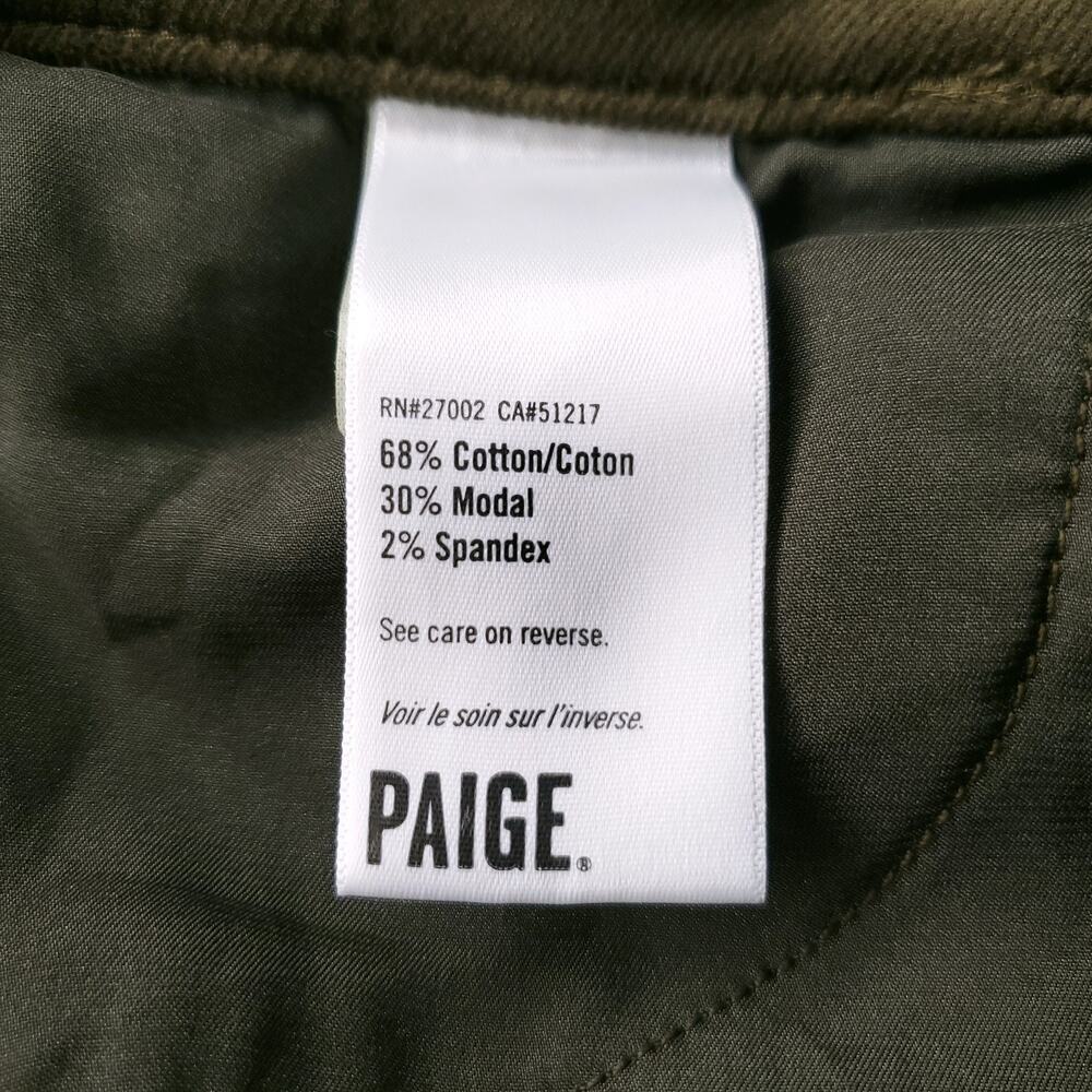 Paige Genevieve Flare Corduroy Pants Stretch Women 30 Dk Brushed Olive 70s Boho - Picture 12 of 15